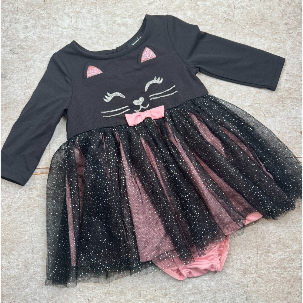 Zunie Baby Girl 12M Black Pink Cat Tutu Dress Outfit NWOT Halloween Costume - Picture 2 of 9
